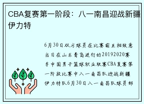 CBA复赛第一阶段：八一南昌迎战新疆伊力特